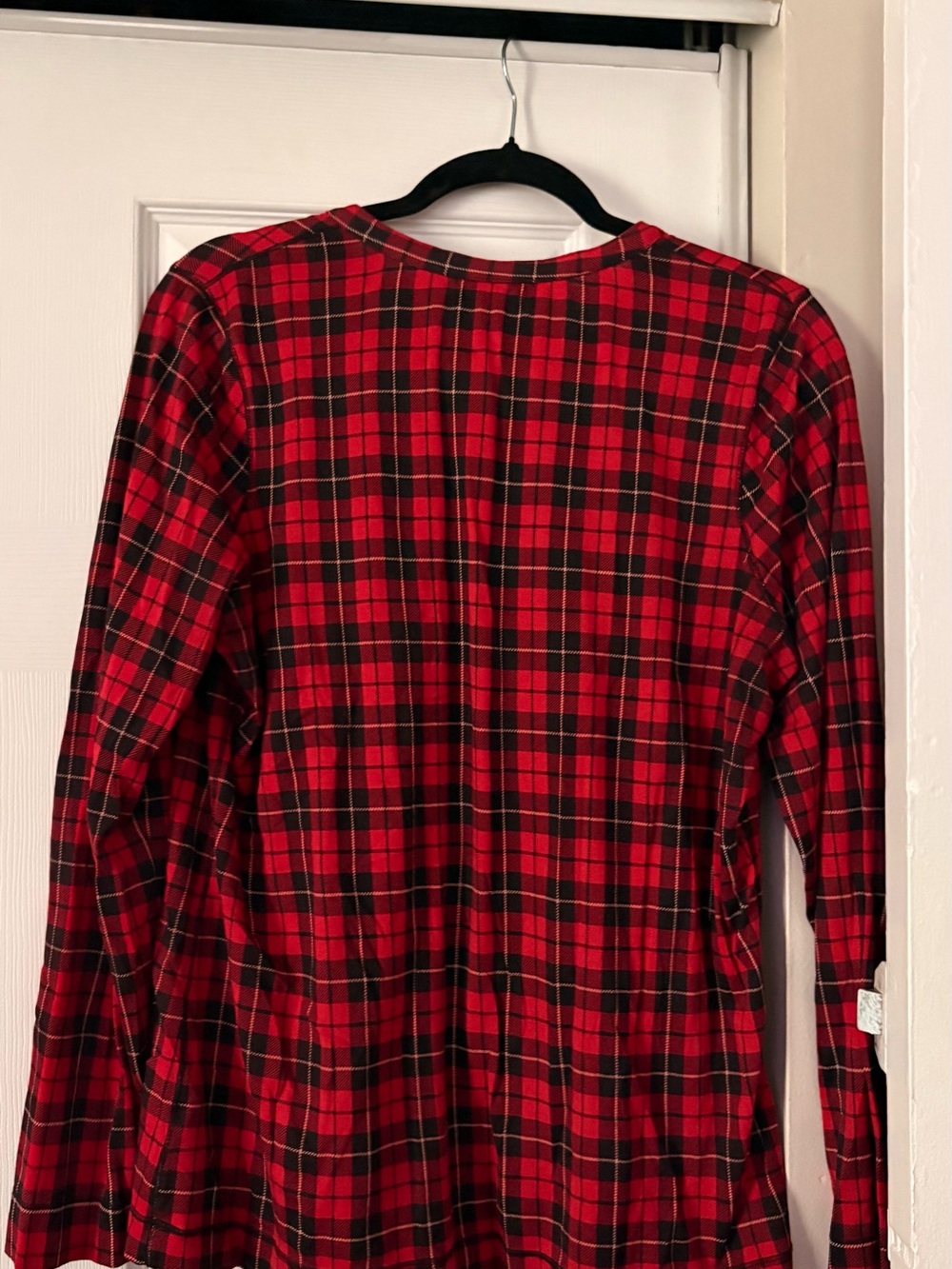 Lauren Ralph Lauren Red and Black Plaid Ruffle V-Neck Blouse - Picture 6 of 6